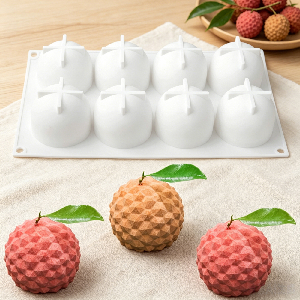Soap Making Gloves - 8‑Cavity Lychee Silicone Mold Chocolate Pudding