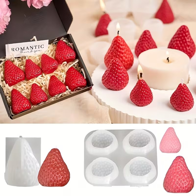 Strawberry Silicone Candle Mol - đánh giá và giá Soap Making Gloves