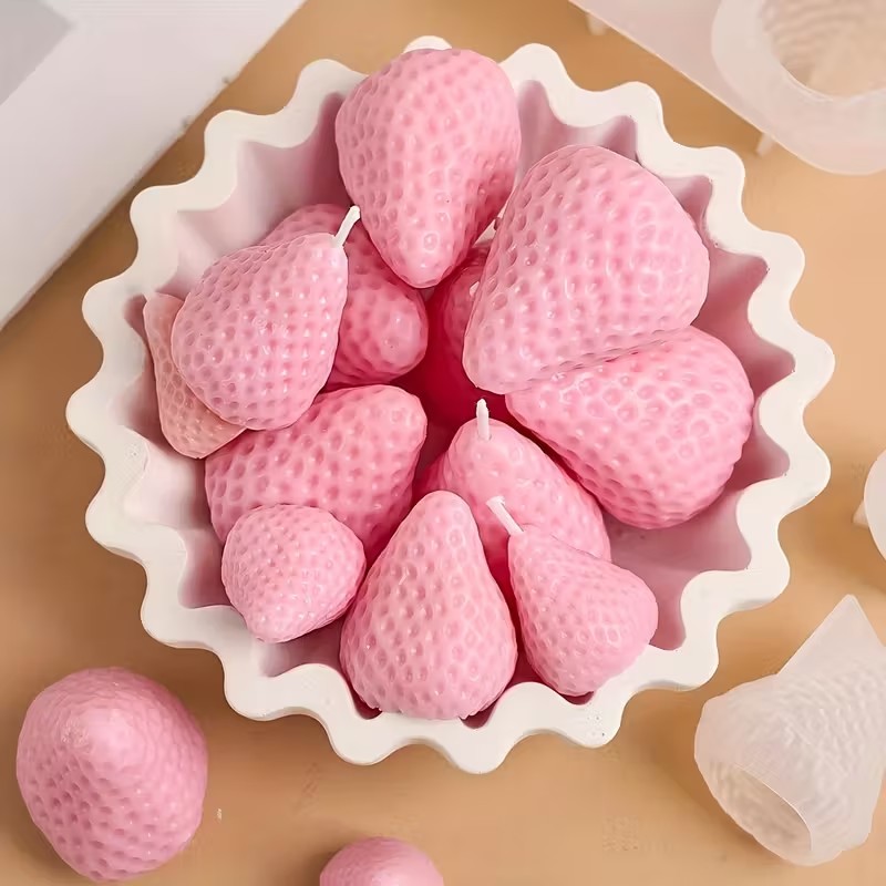 Strawberry Silicone Candle Mol - đánh giá và giá Soap Making Gloves